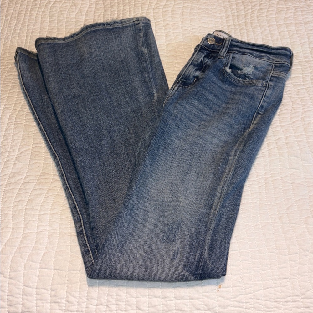 Flying Monkey Blue Flare Distressed Jeans - Picture 5 of 9